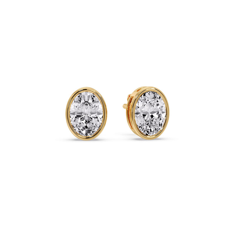 Bezel Stud Earring Oval Diamond