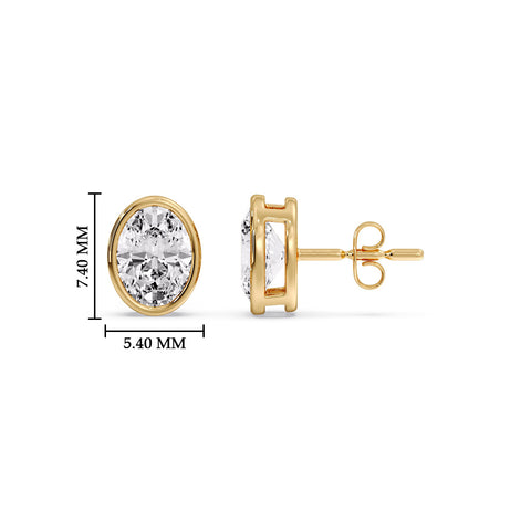 Bezel Stud Earring Oval Diamond