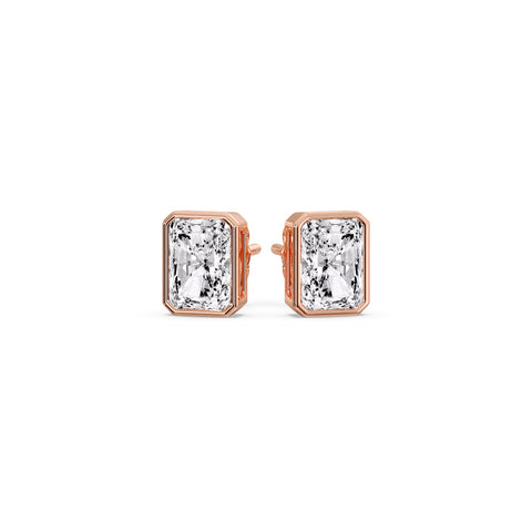 Minimalist Radiant Diamond Bezel Studs