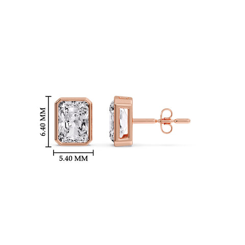 Minimalist Radiant Diamond Bezel Studs