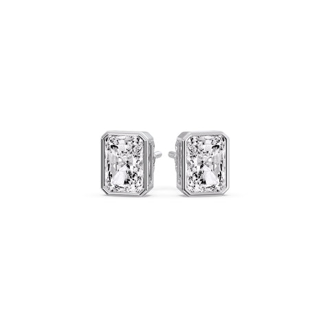 Minimalist Radiant Diamond Bezel Studs