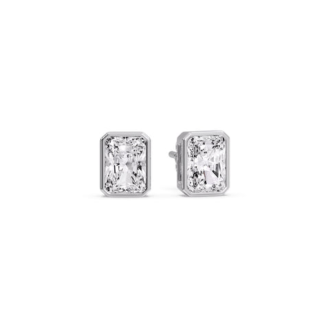 Minimalist Radiant Diamond Bezel Studs