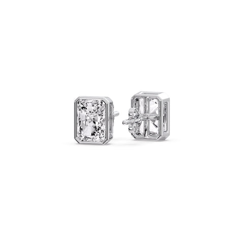 Minimalist Radiant Diamond Bezel Studs