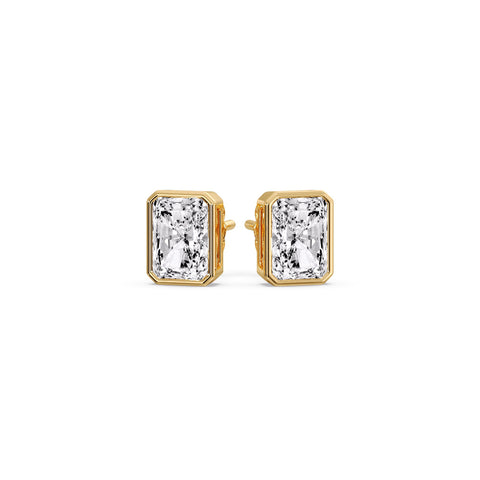 Minimalist Radiant Diamond Bezel Studs