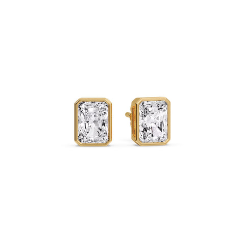 Minimalist Radiant Diamond Bezel Studs