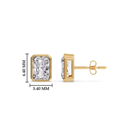 Minimalist Radiant Diamond Bezel Studs