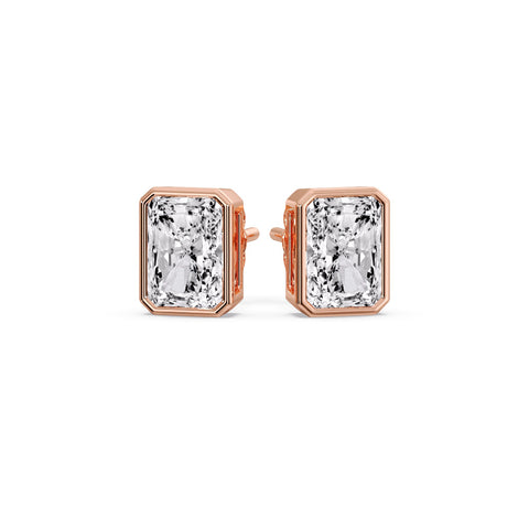 Minimalist Radiant Diamond Bezel Studs