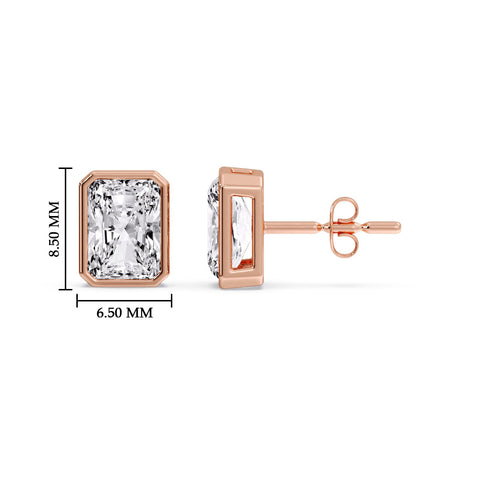 Minimalist Radiant Diamond Bezel Studs