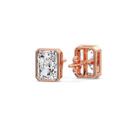 Minimalist Radiant Diamond Bezel Studs