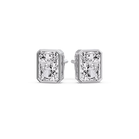 Minimalist Radiant Diamond Bezel Studs