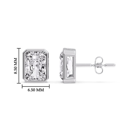 Minimalist Radiant Diamond Bezel Studs