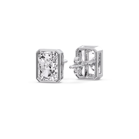 Minimalist Radiant Diamond Bezel Studs