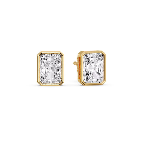 Minimalist Radiant Diamond Bezel Studs