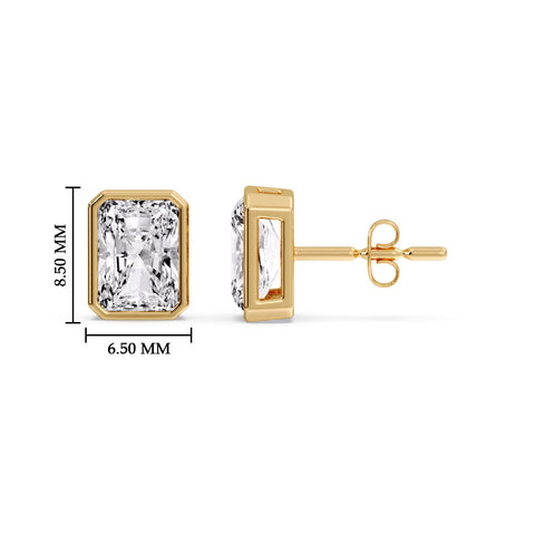 Minimalist Radiant Diamond Bezel Studs