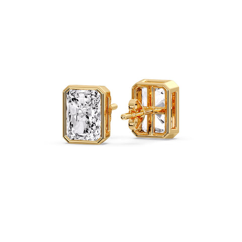 Minimalist Radiant Diamond Bezel Studs