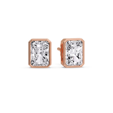 Minimalist Radiant Diamond Bezel Studs