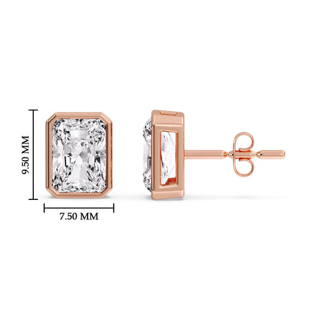 Minimalist Radiant Diamond Bezel Studs