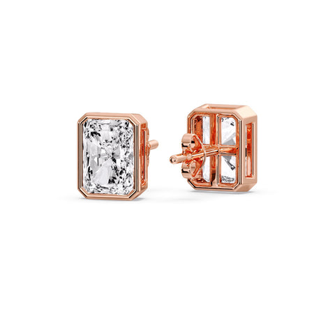 Minimalist Radiant Diamond Bezel Studs