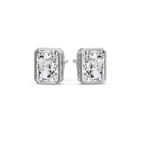 Minimalist Radiant Diamond Bezel Studs