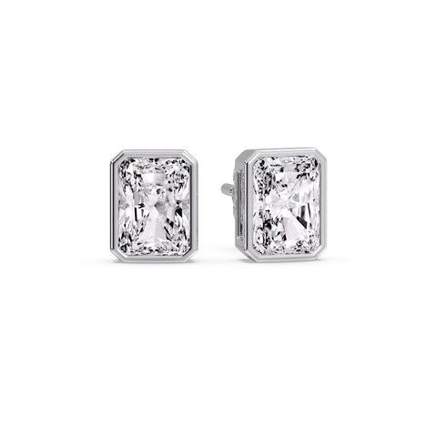 Minimalist Radiant Diamond Bezel Studs