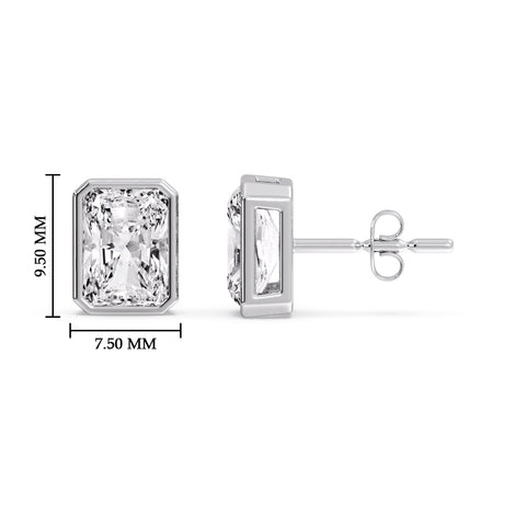 Minimalist Radiant Diamond Bezel Studs