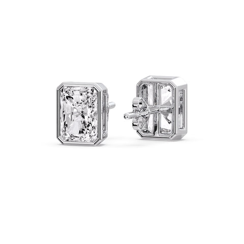 Minimalist Radiant Diamond Bezel Studs