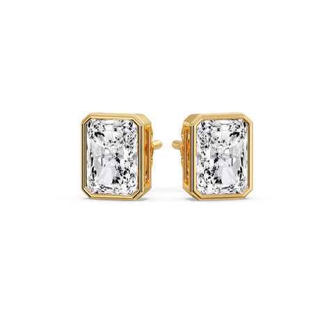 Minimalist Radiant Diamond Bezel Studs