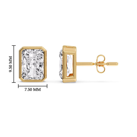 Minimalist Radiant Diamond Bezel Studs