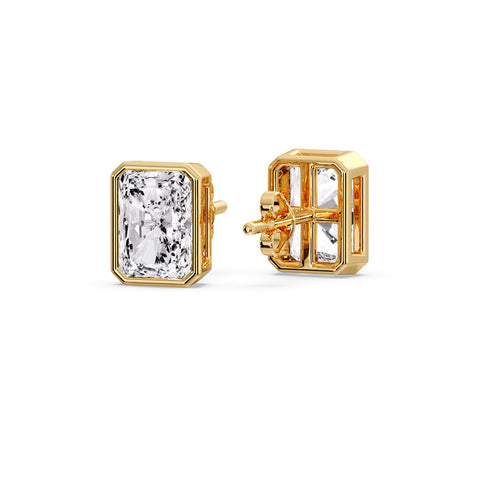 Minimalist Radiant Diamond Bezel Studs
