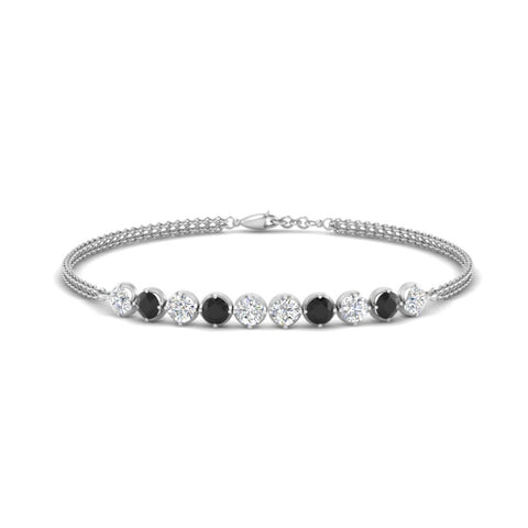 Dual Chain Round Diamond Bar Bracelet