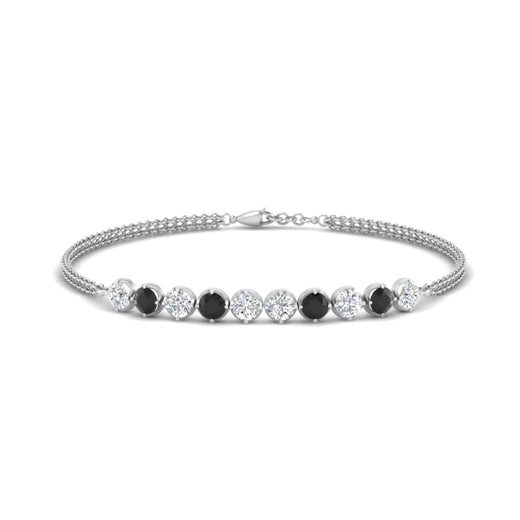 Dual Chain Round Diamond Bar Bracelet
