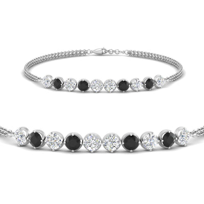 Dual Chain Round Diamond Bar Bracelet