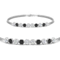 Thumbnail 35 - Dual Chain Round Diamond Bar Bracelet
