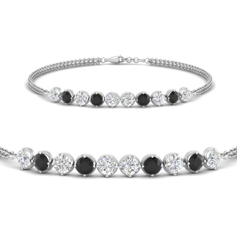 Dual Chain Round Diamond Bar Bracelet