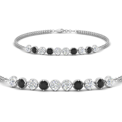 Dual Chain Round Diamond Bar Bracelet