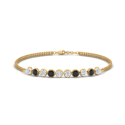 Dual Chain Round Diamond Bar Bracelet