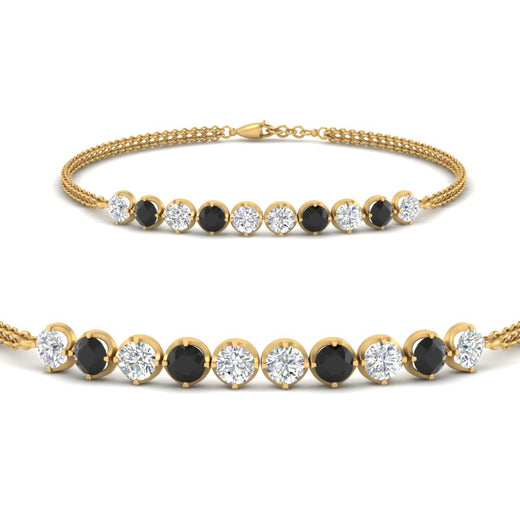 Dual Chain Round Diamond Bar Bracelet
