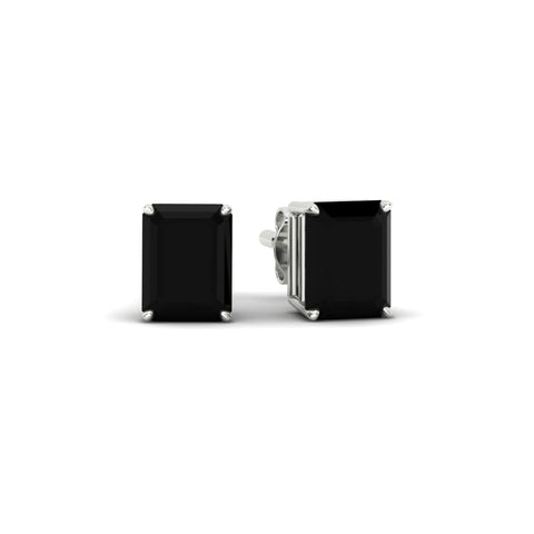 Lab Grown Emerald Cut Black Diamond Solitaire Stud Earrings