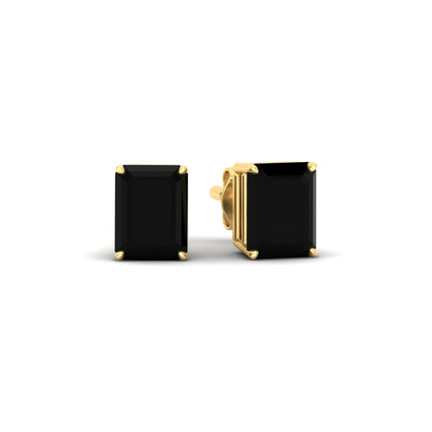Lab Grown Emerald Cut Black Diamond Solitaire Stud Earrings