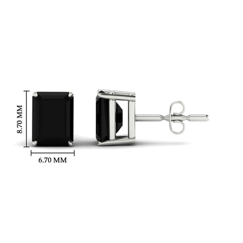 Lab Grown Emerald Cut Black Diamond Solitaire Stud Earrings