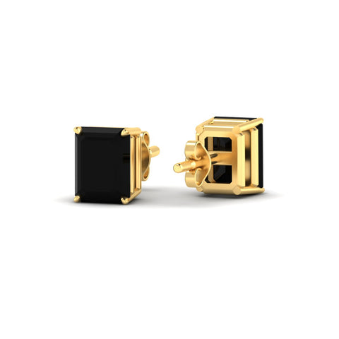 Lab Grown Emerald Cut Black Diamond Solitaire Stud Earrings