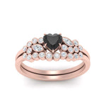 Load image into Gallery viewer, black-diamond-heart-cluster-diamond-wedding-ring-set-in-rose-gold-FDENS3110HTGBLACK-NL-RG.jpg
