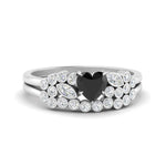 Load image into Gallery viewer, black-diamond-heart-cluster-diamond-wedding-ring-set-in-white-gold-FDENS3110HTGBLACK-NL-WG.jpg
