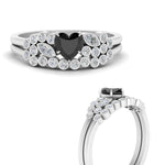 Load image into Gallery viewer, black-diamond-heart-cluster-diamond-wedding-ring-set-in-white-gold-FDENS3110HTGBLACK-NL-WG.jpg

