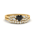 Load image into Gallery viewer, black-diamond-heart-cluster-diamond-wedding-ring-set-in-yellow-gold-FDENS3110HTGBLACK-NL-YG.jpg
