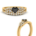 Load image into Gallery viewer, black-diamond-heart-cluster-diamond-wedding-ring-set-in-yellow-gold-FDENS3110HTGBLACK-NL-YG.jpg
