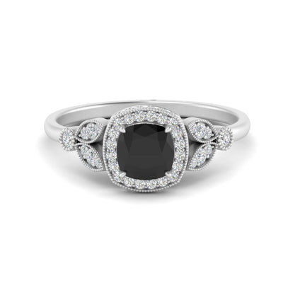 Leaf Cushion Cut Gemstone Vintage Engagement Ring