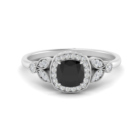 Leaf Cushion Cut Gemstone Vintage Engagement Ring