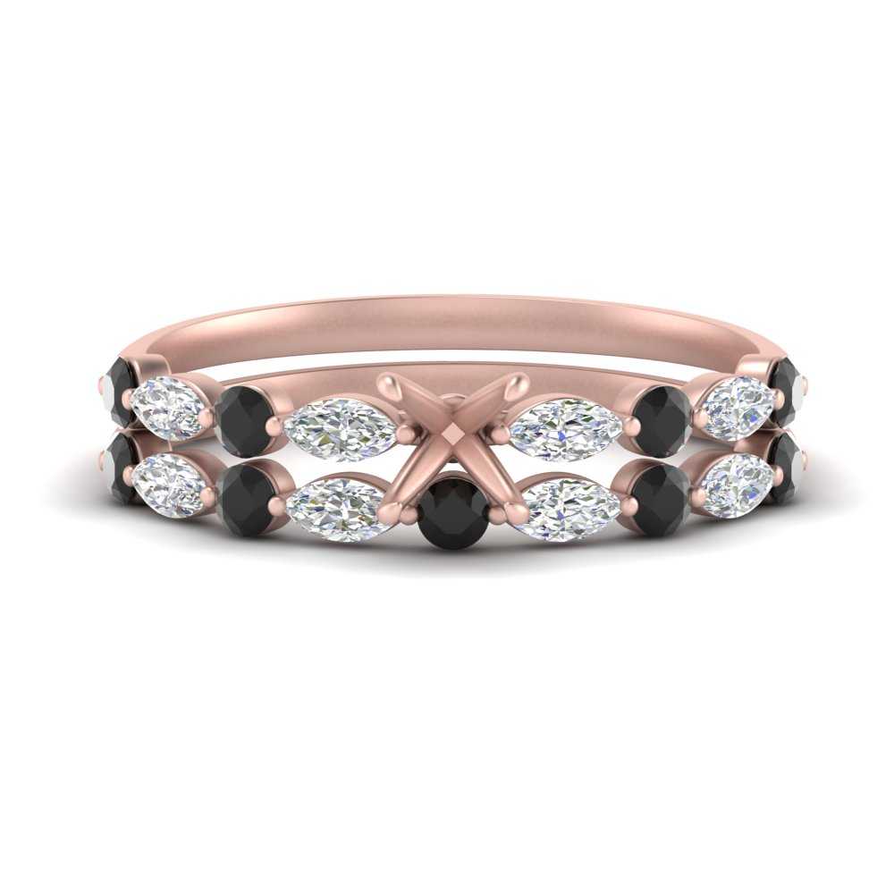 Round And Marquise Bridal Semi Mount Wedding Set