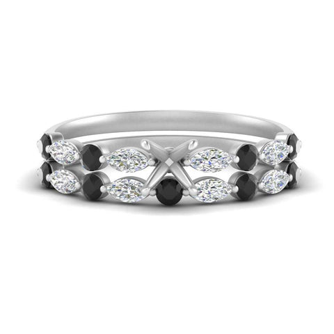 Round And Marquise Bridal Semi Mount Wedding Set
